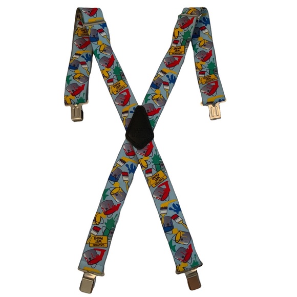 Men’s Suspenders Caution Wet Paint Pattern Made In USA - Picture 2 of 8